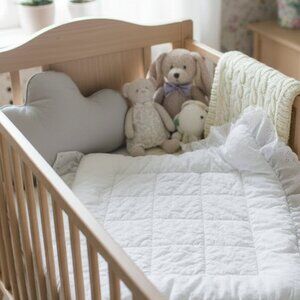 Vintage Kellwood Baby Blanket – Pillow-Stuffed with Eyelit Lace Trim, 24x30